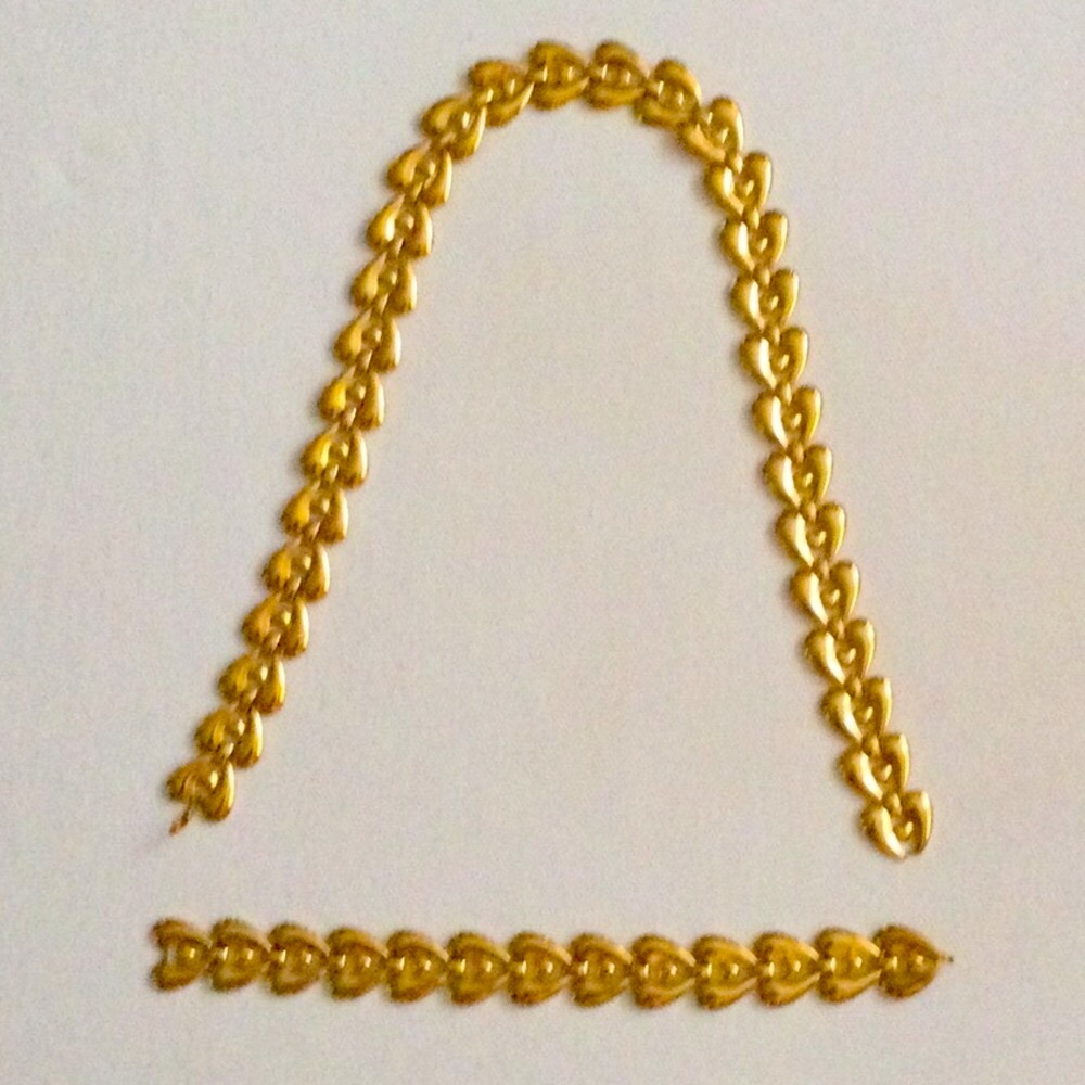 Elegant Gold-Tone Heart Chain Necklace and Bracelet Set